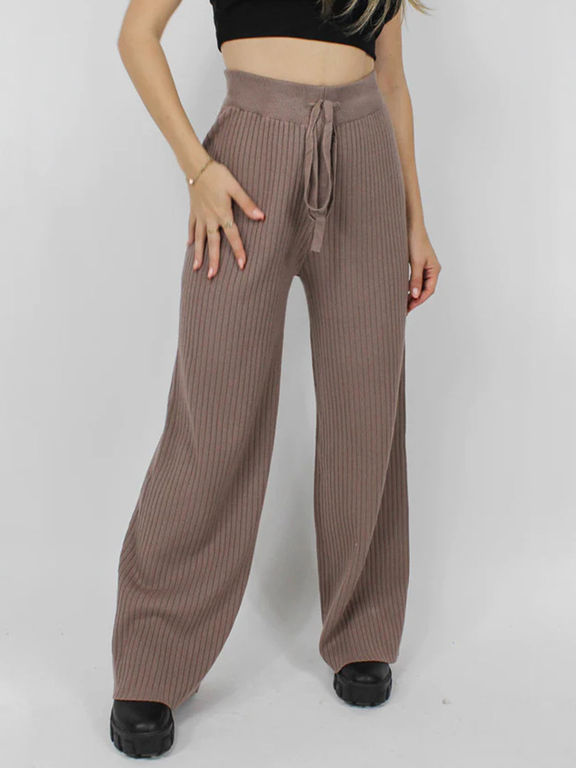 Ribbed Wide Leg Sweater Pants