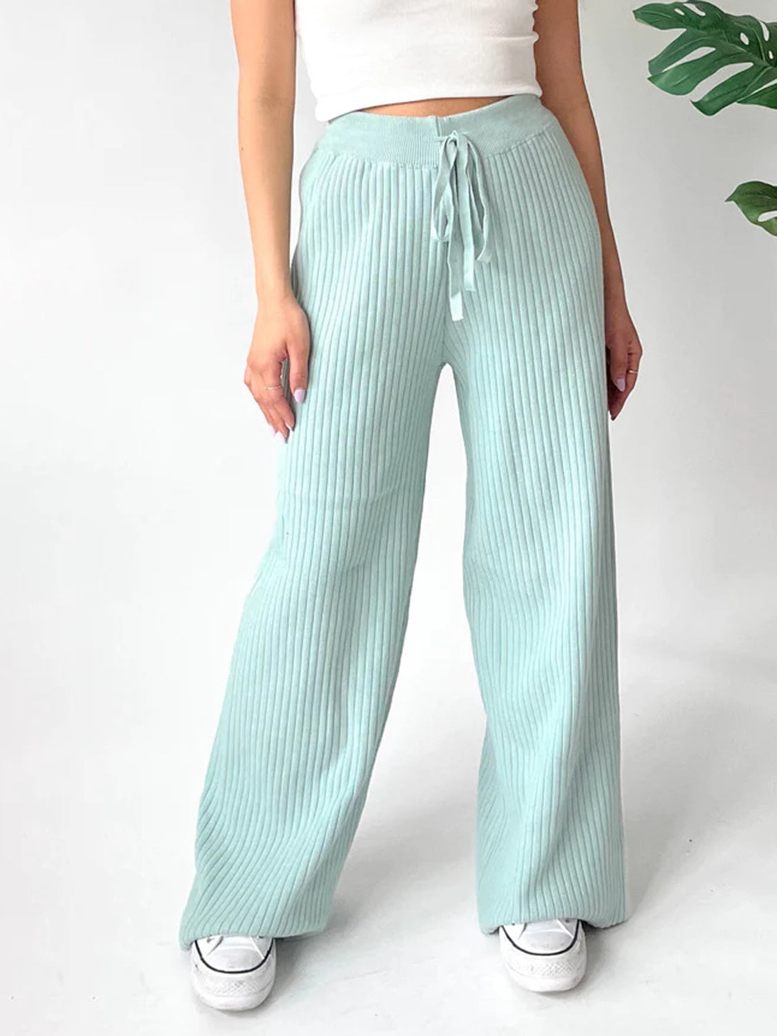 Ribbed Wide Leg Sweater Pants