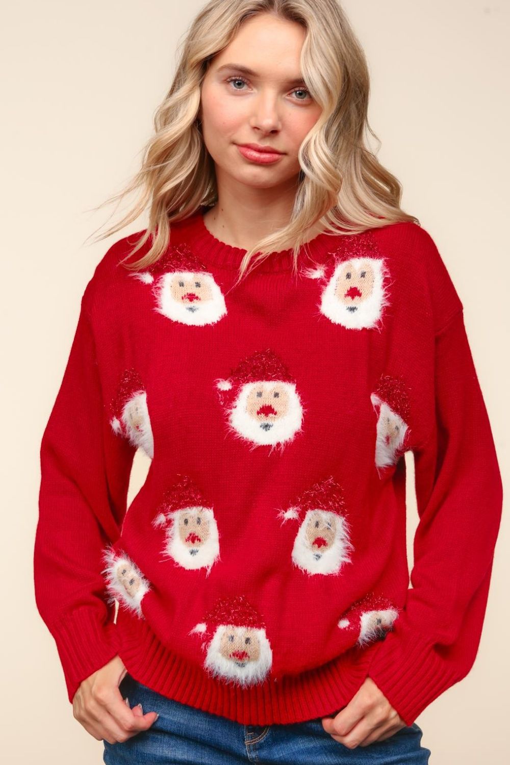 Haptics Santa Sparkle Brushed Sweater